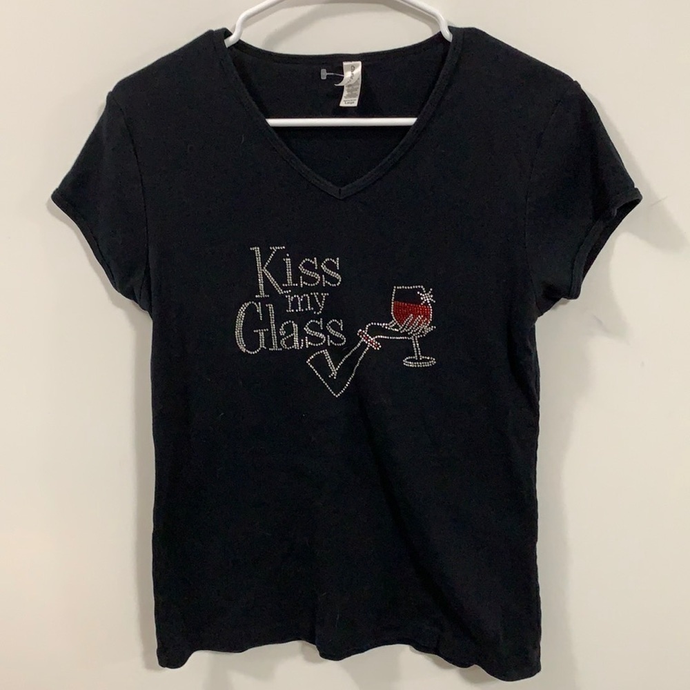Chris’s Stuff - Kiss My Glass shirt embellished Lg